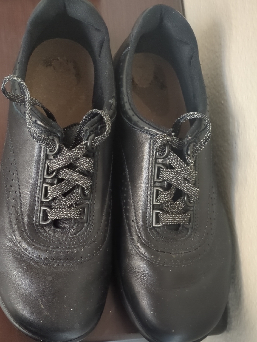 SAS Womens Black Leather Lace-Up Shoes